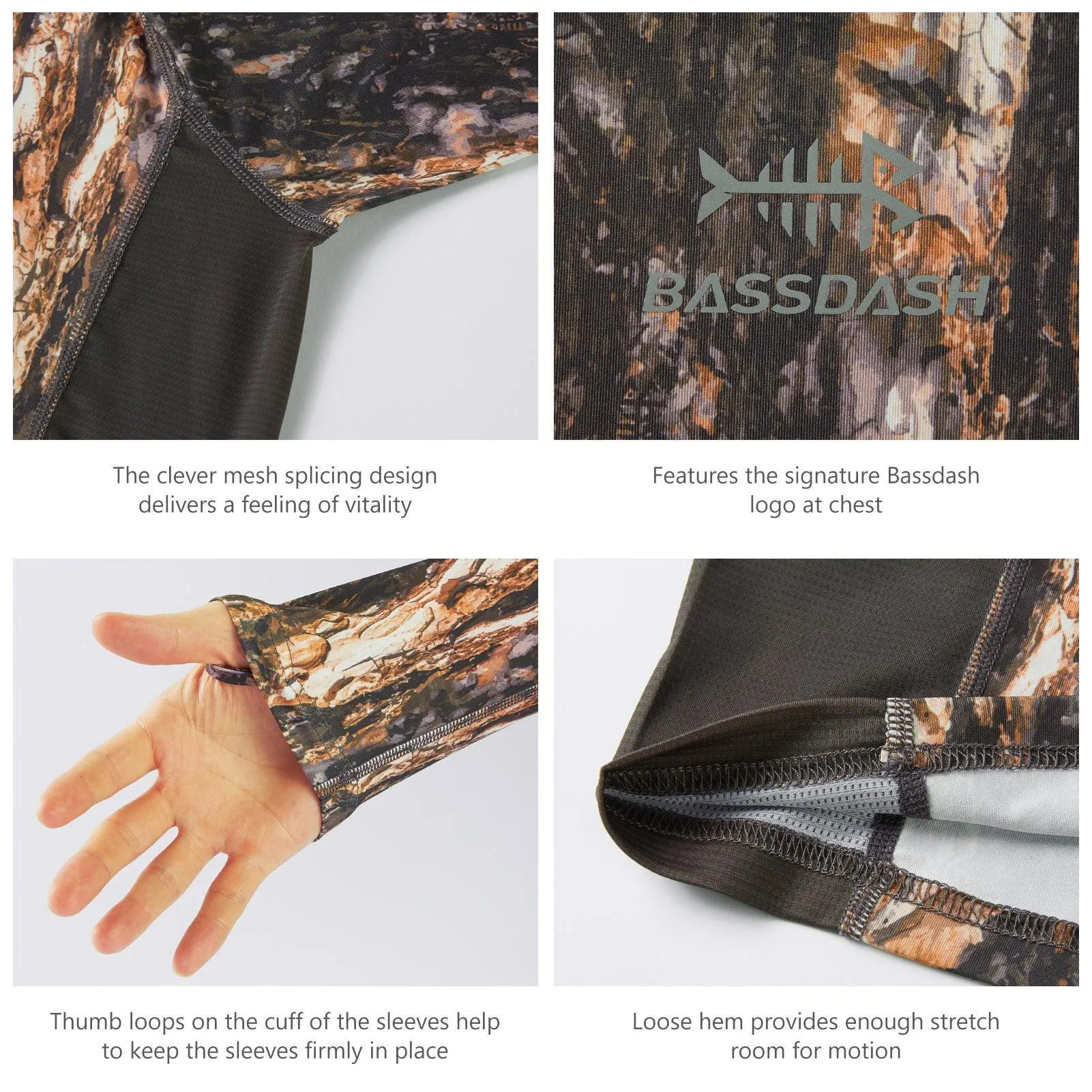 Men's UPF 50  Camo Long Sleeve Hunting Shirt FS13M