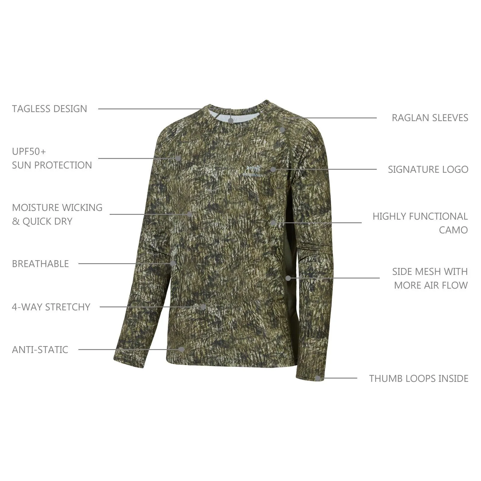 Men's UPF 50  Camo Long Sleeve Hunting Shirt FS13M