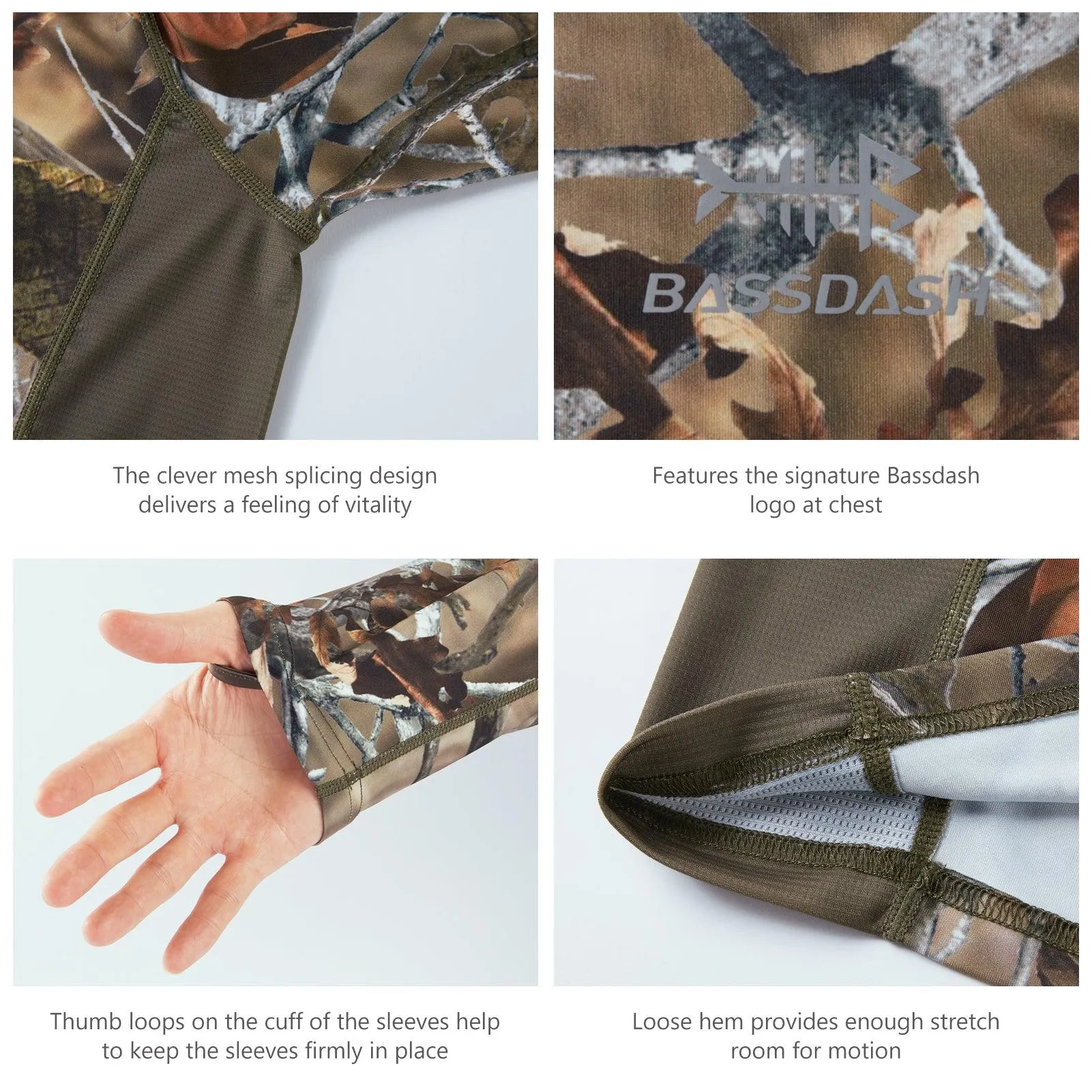 Men's UPF 50  Camo Long Sleeve Hunting Shirt FS13M