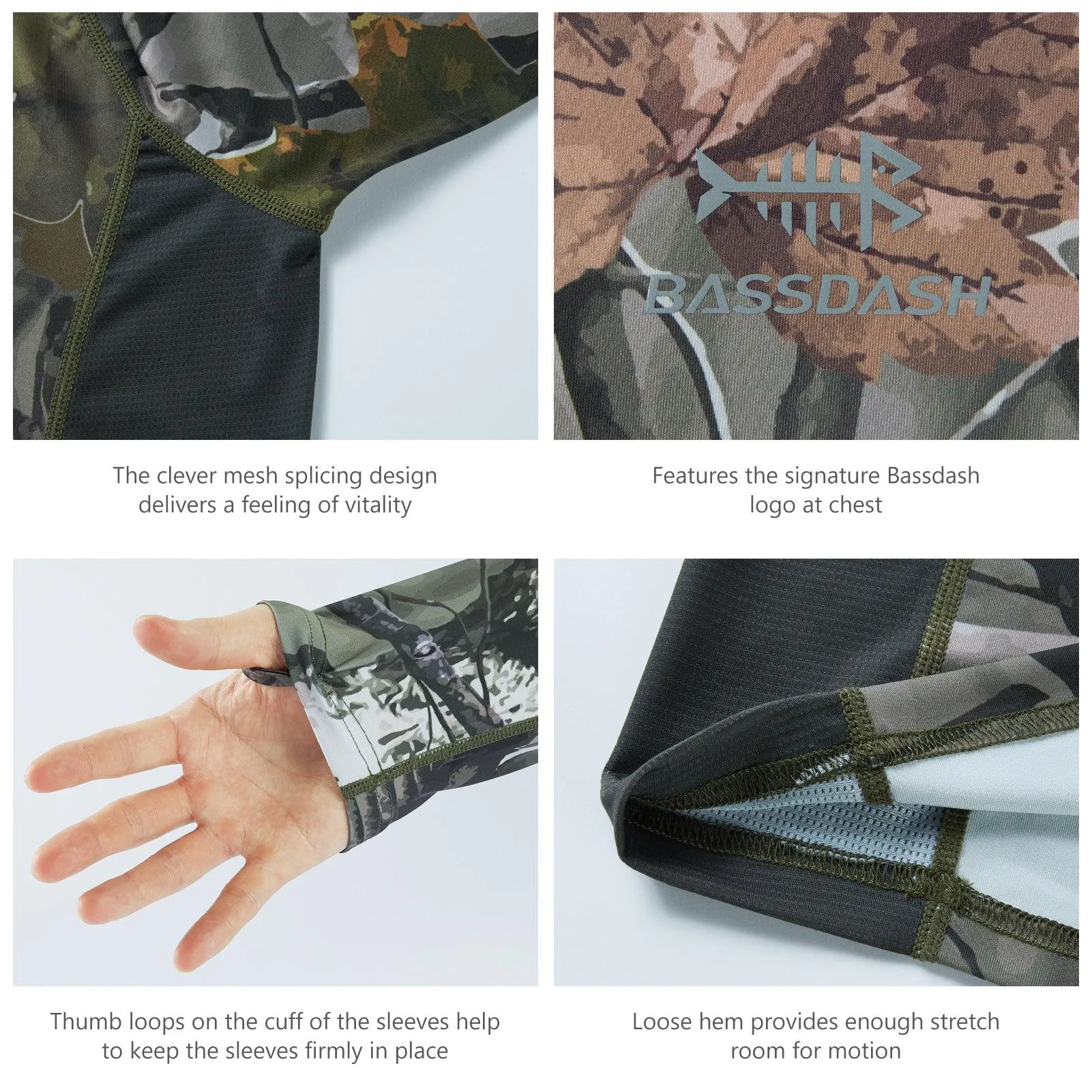 Men's UPF 50  Camo Long Sleeve Hunting Shirt FS13M