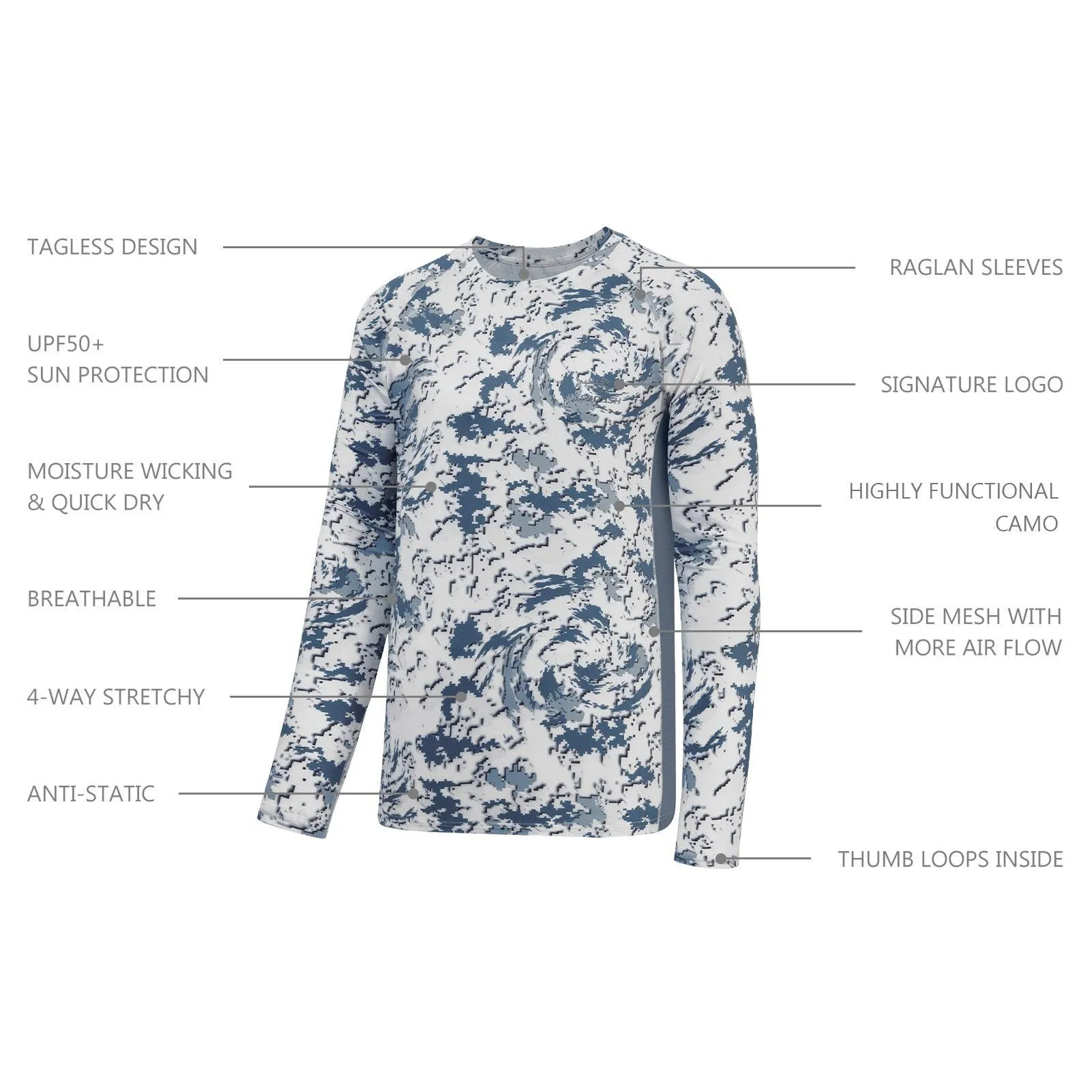 Men's UPF 50  Camo Long Sleeve Hunting Shirt FS13M