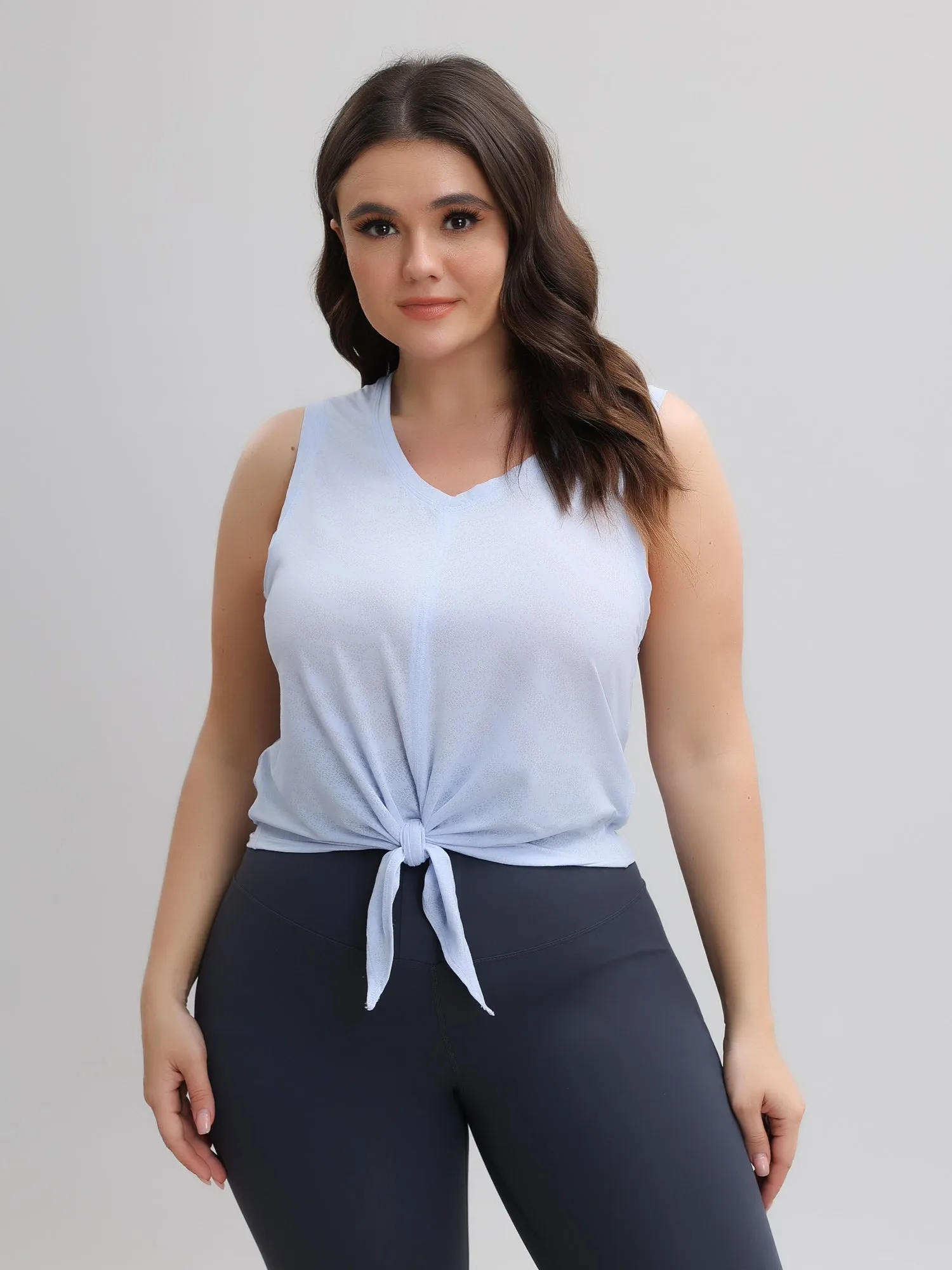 Midsize Jacquard Strappy Sleeveless Loose Breathable Fitness Sports Tank Top