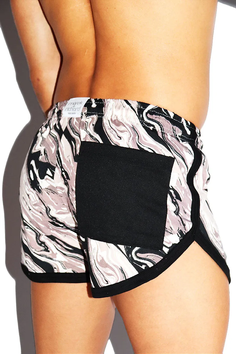 Oil Spill Running Shorts-Black