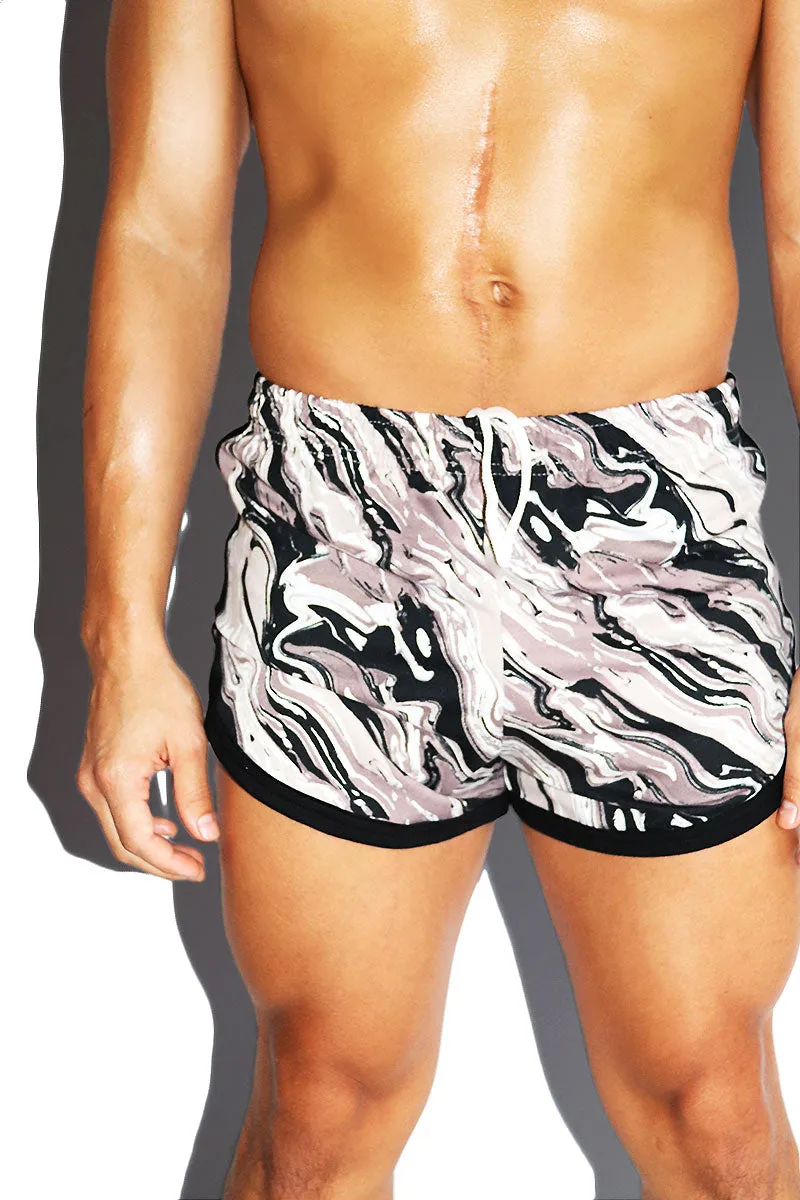 Oil Spill Running Shorts-Black