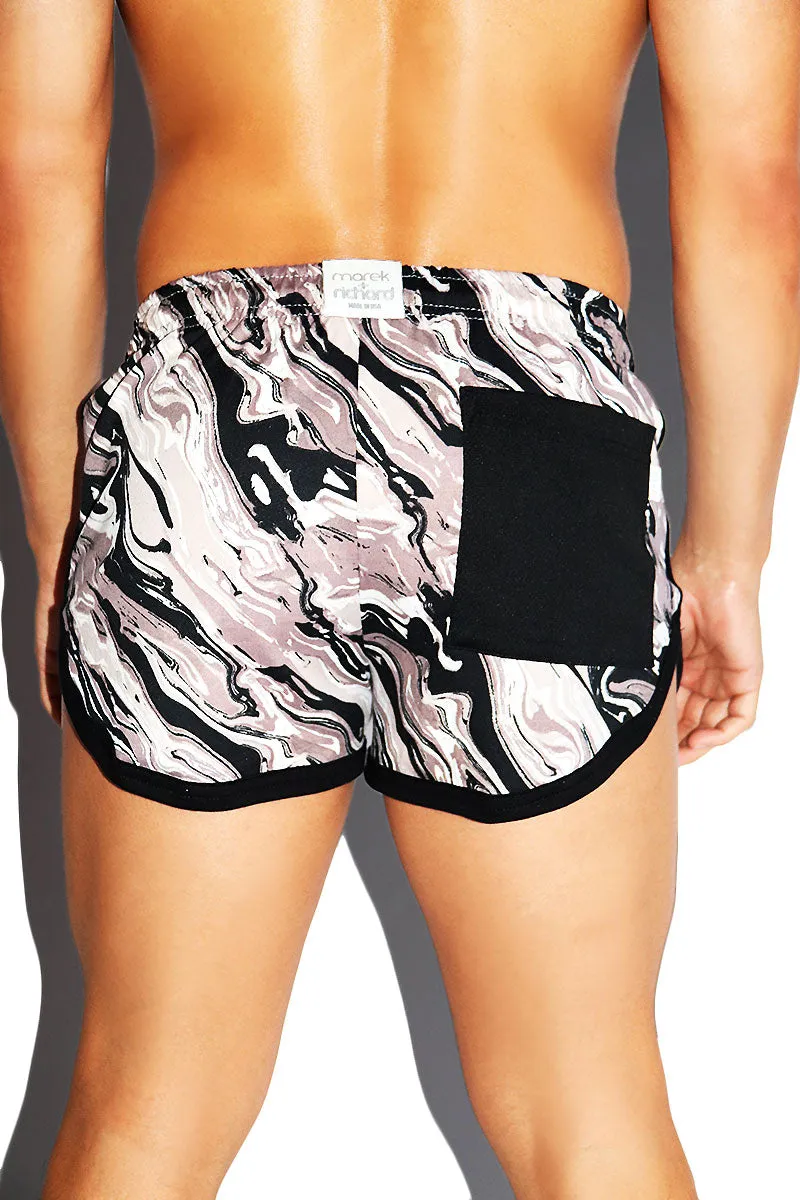 Oil Spill Running Shorts-Black