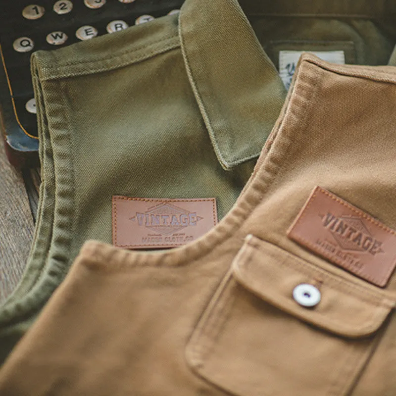 Retro Military Multiple Pockets Canvas Hunting Vest