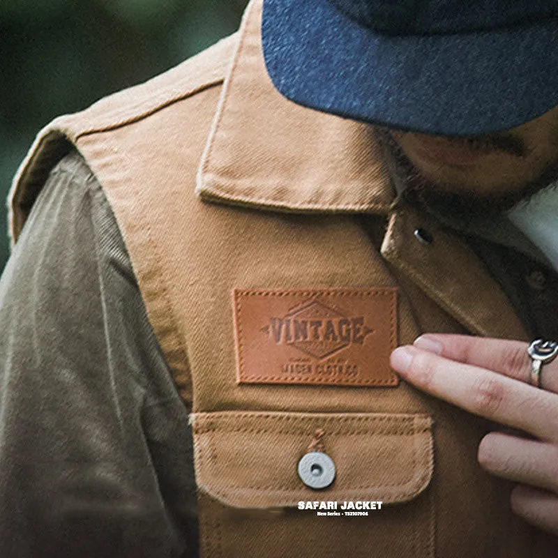 Retro Military Multiple Pockets Canvas Hunting Vest