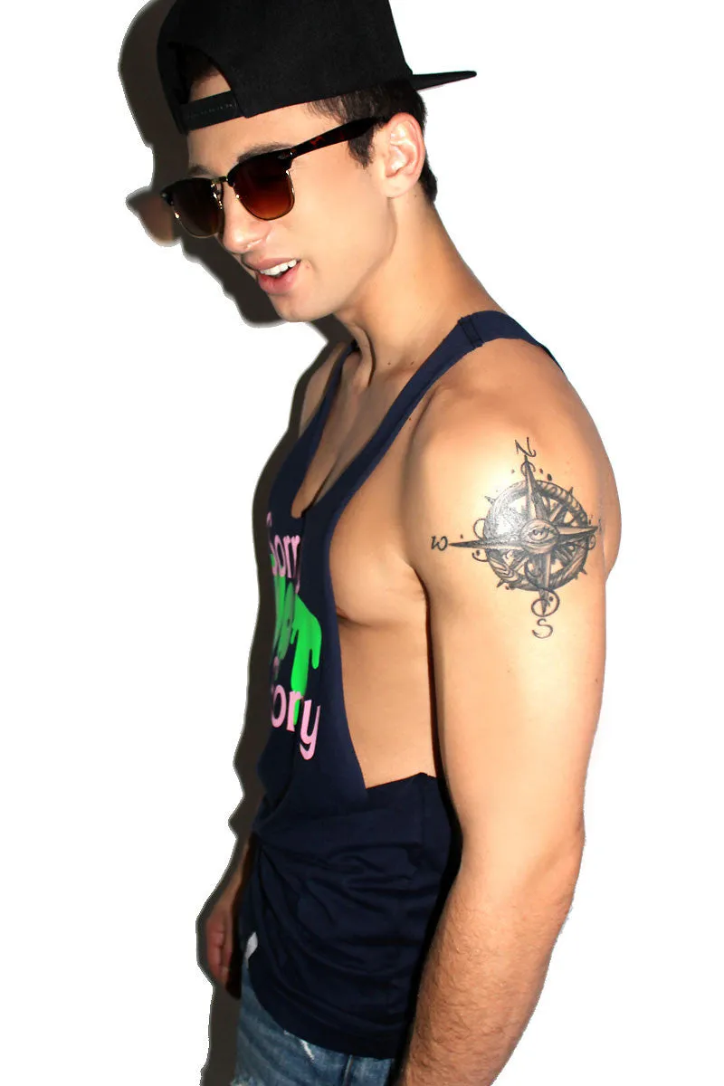 Sorry Not Sorry String Tank- Navy