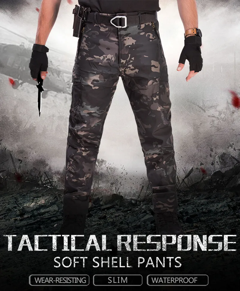 Tactical Mens Cargo Pants Quick-Drying Sharkskin Trousers