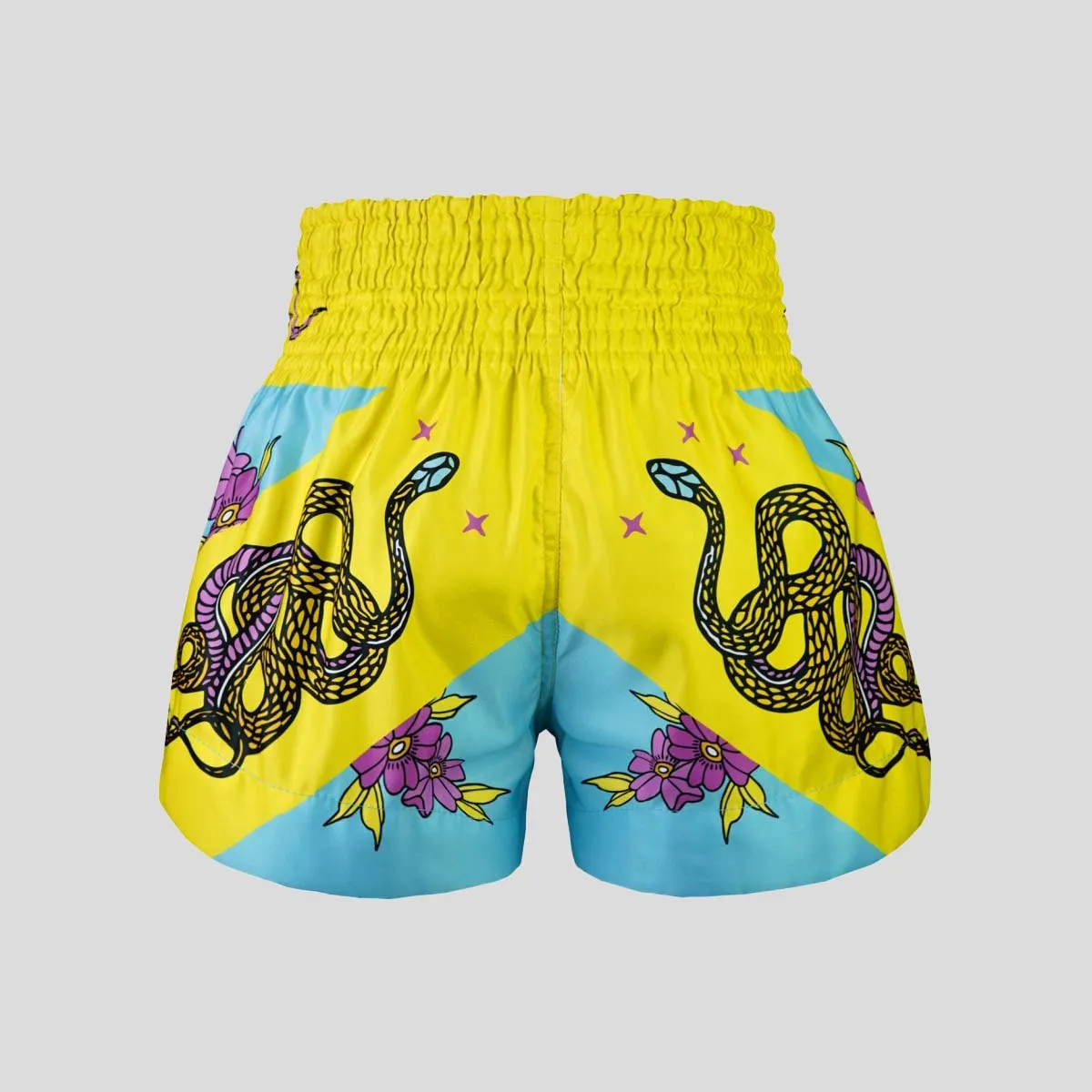 TUFF Sport MS685 Tiger and Python Muay Thai Shorts Blue/Yellow