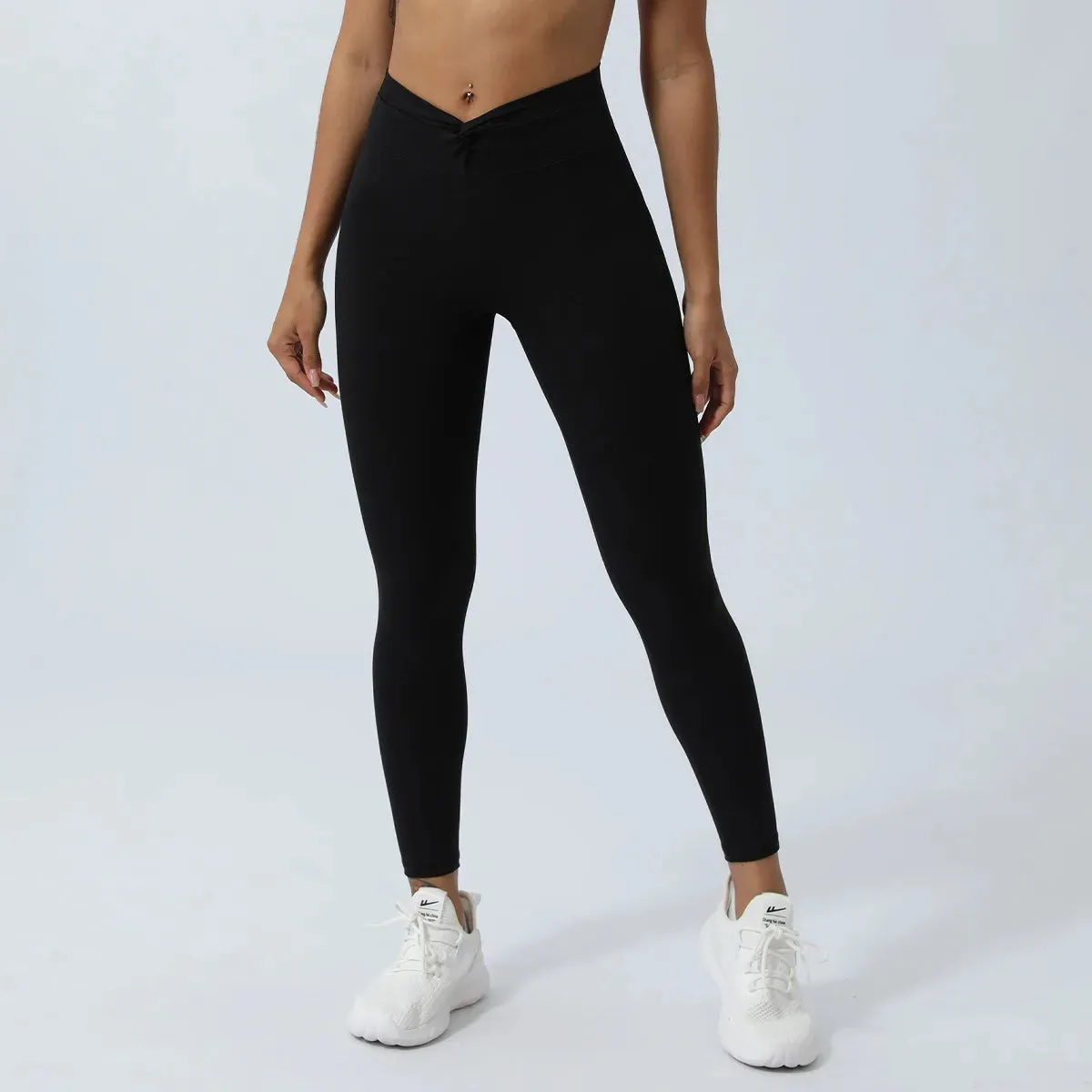 Waist Cross Breathable Running TightsPush Up Quick-Drying Yoga Clothes Sports Leggings
