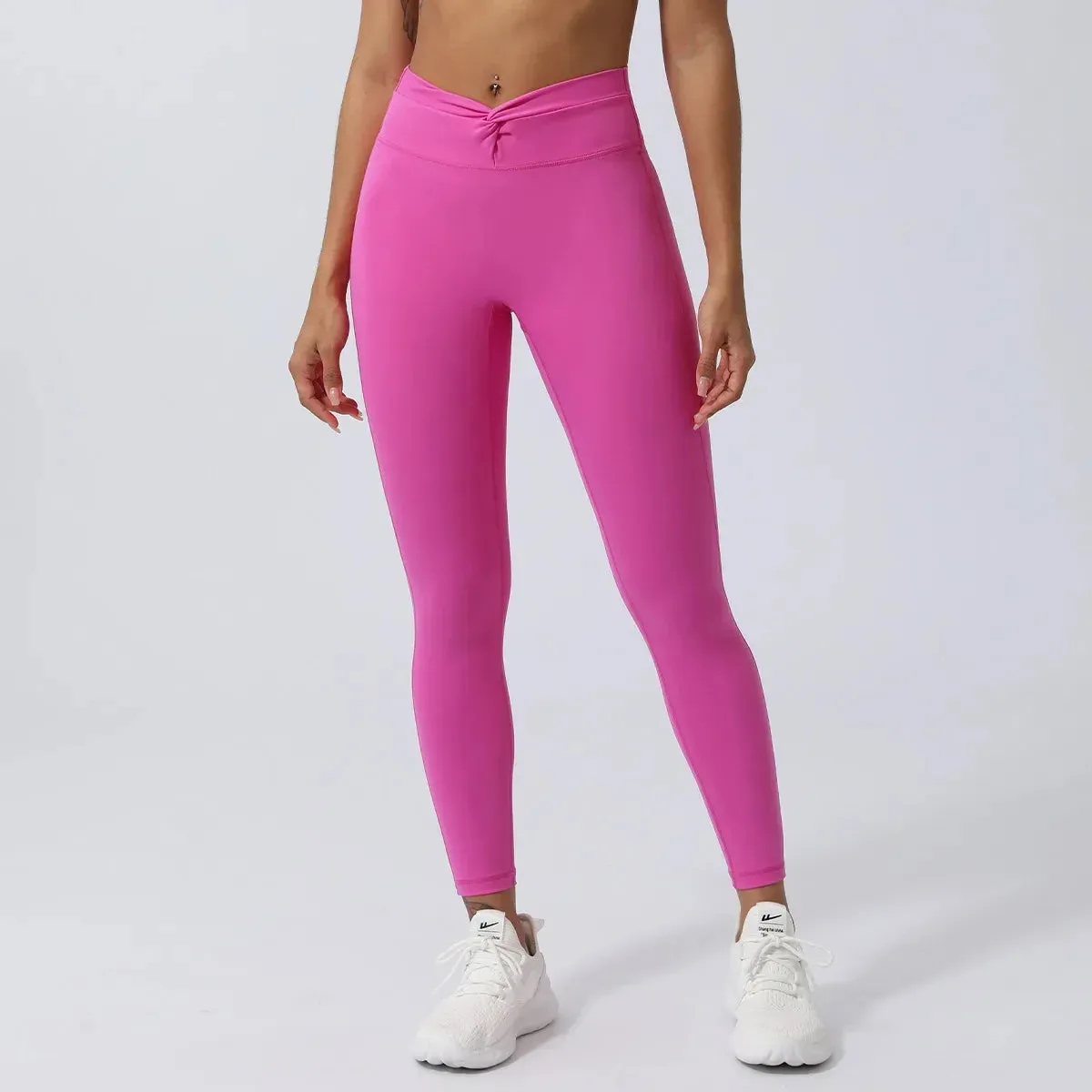 Waist Cross Breathable Running TightsPush Up Quick-Drying Yoga Clothes Sports Leggings