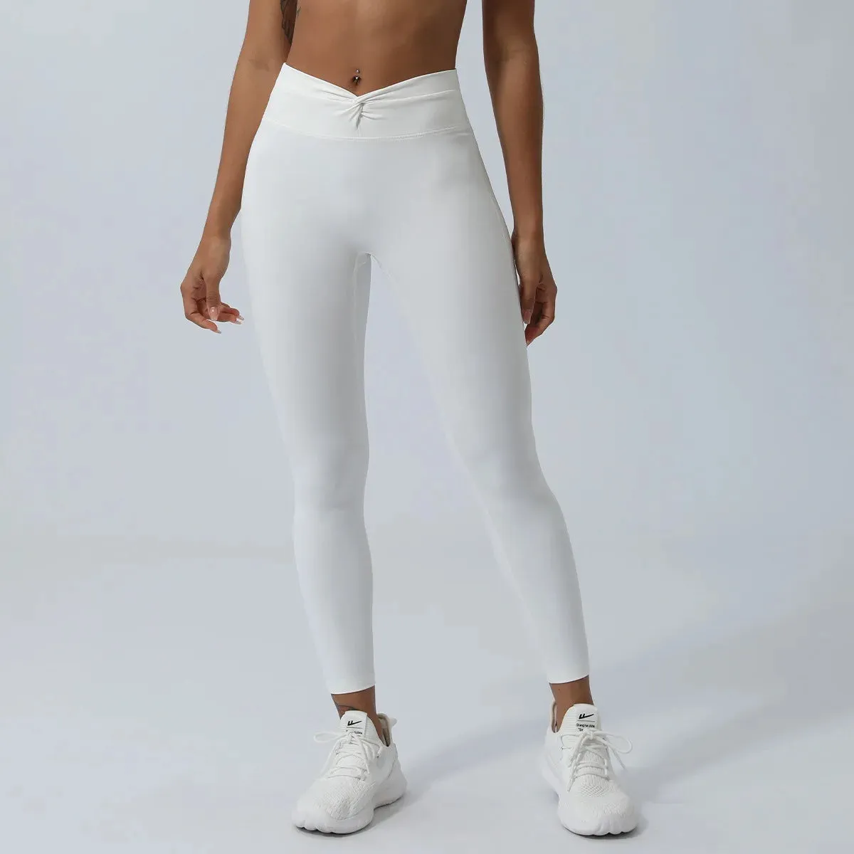 Waist Cross Breathable Running TightsPush Up Quick-Drying Yoga Clothes Sports Leggings