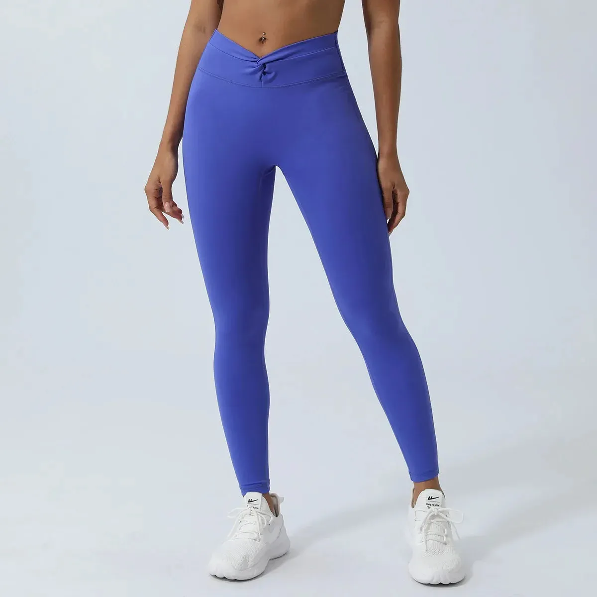Waist Cross Breathable Running TightsPush Up Quick-Drying Yoga Clothes Sports Leggings