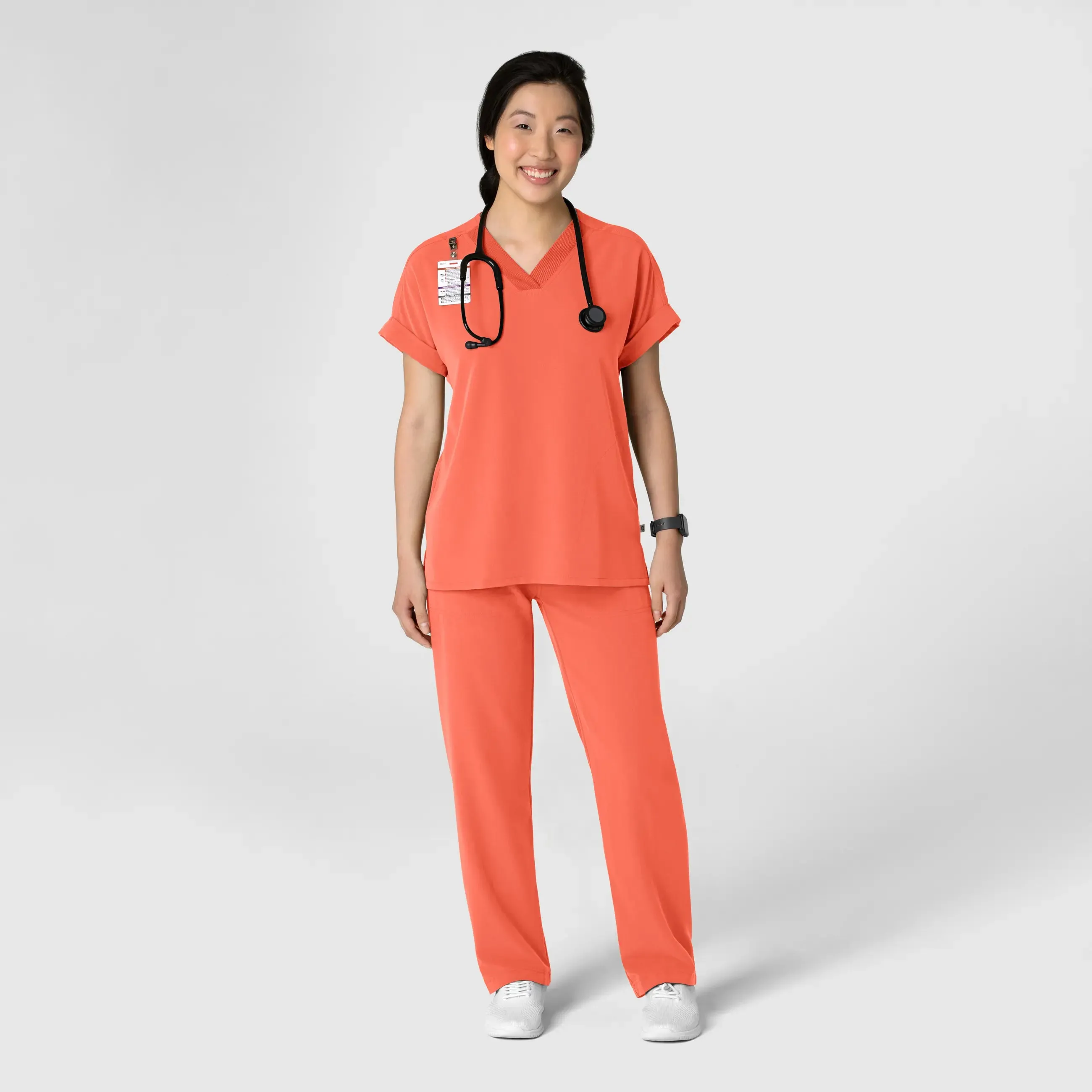 Wink Women's Stovepipe High-Low Hem Scrub Pant - Sugar Coral