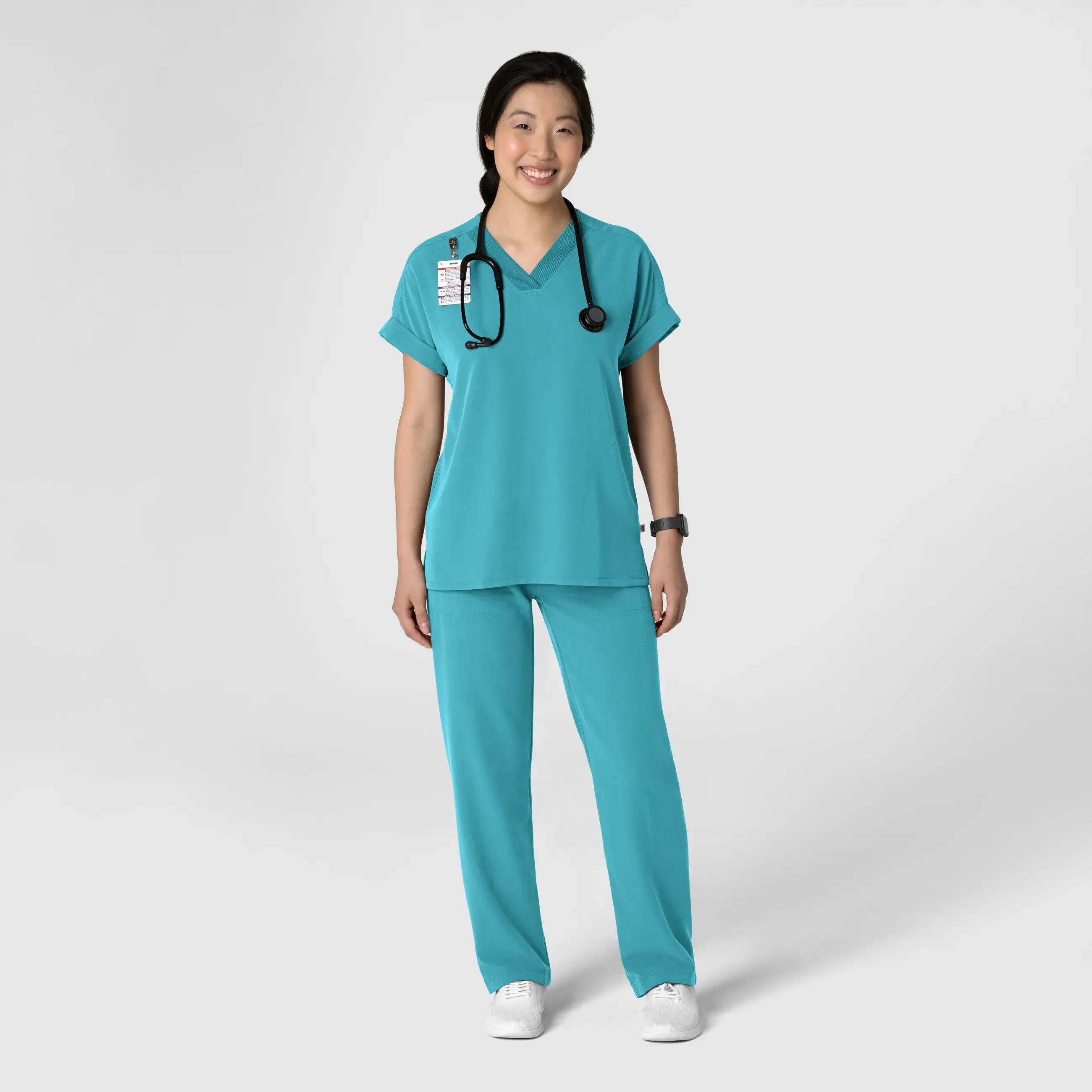 Wink Women's Stovepipe High-Low Hem Scrub Pant - Teal