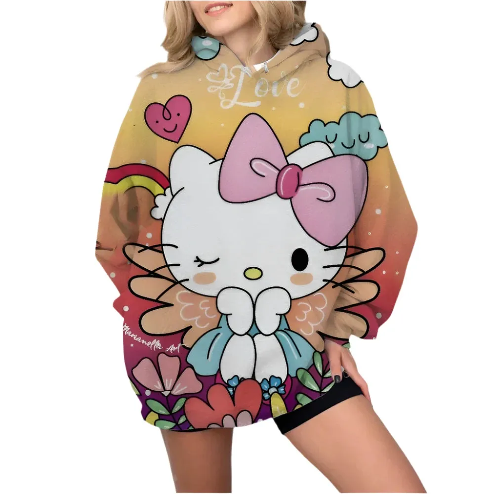 Y2K Hello Kitty Hoodie Sweatshirt & Sweatpants for Women - Harajuku Hip Hop Punk Streetwear Outfit