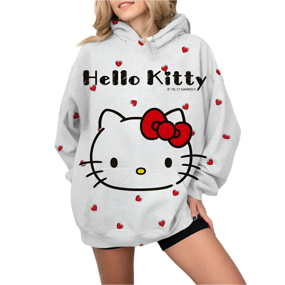 Y2K Hello Kitty Hoodie Sweatshirt & Sweatpants for Women - Harajuku Hip Hop Punk Streetwear Outfit