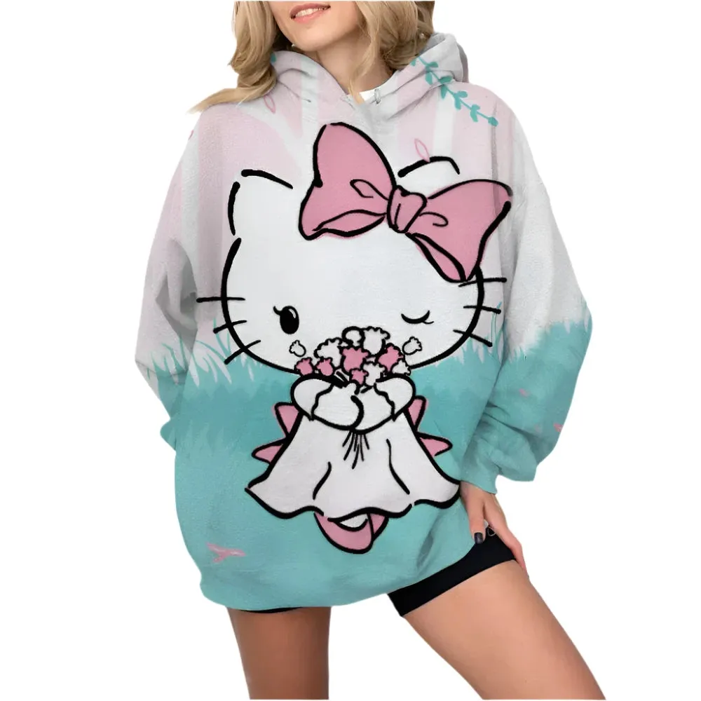 Y2K Hello Kitty Hoodie Sweatshirt & Sweatpants for Women - Harajuku Hip Hop Punk Streetwear Outfit