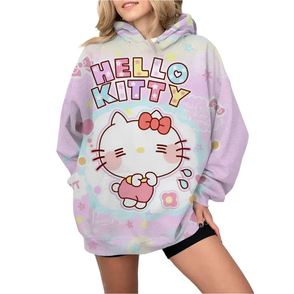 Y2K Hello Kitty Hoodie Sweatshirt & Sweatpants for Women - Harajuku Hip Hop Punk Streetwear Outfit