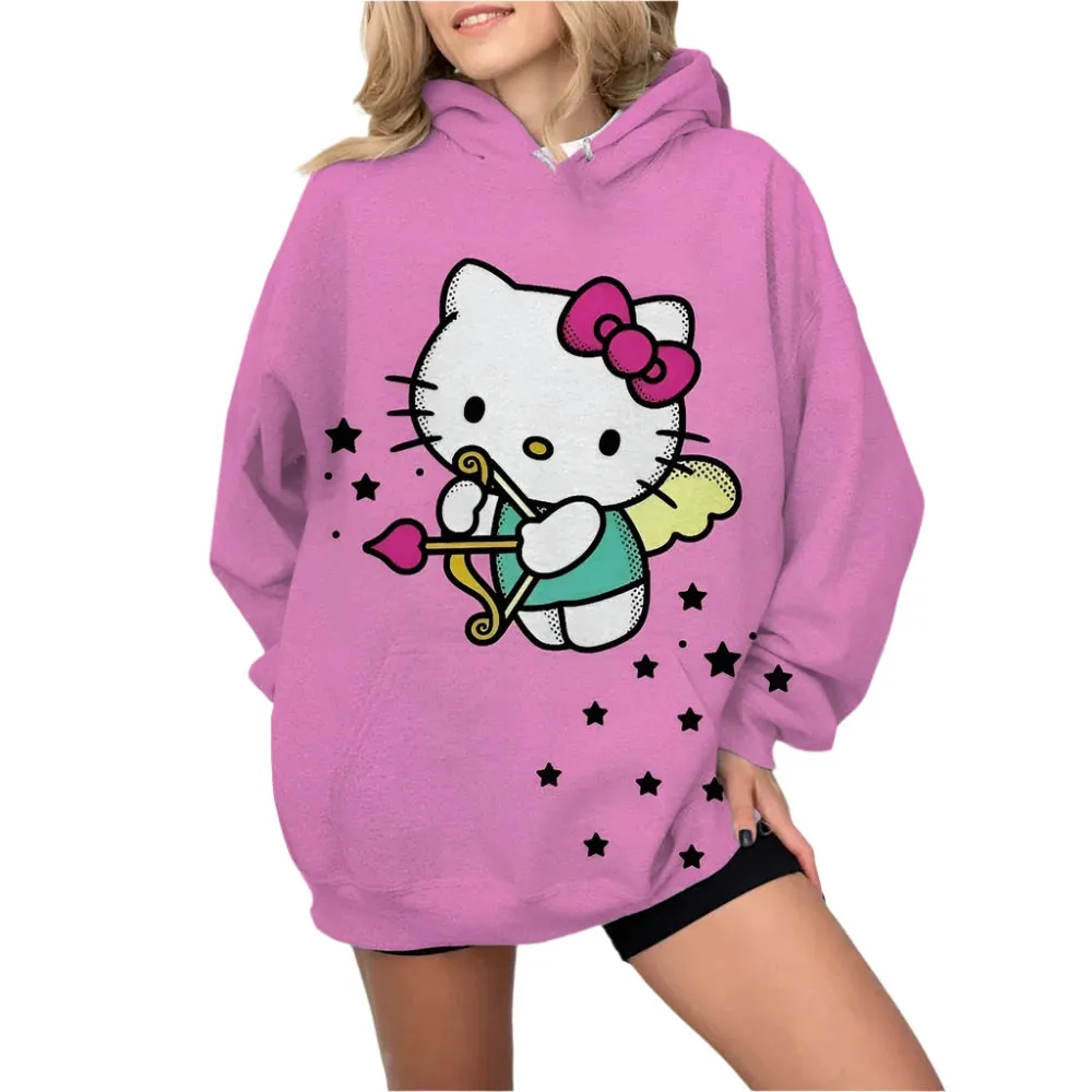 Y2K Hello Kitty Hoodie Sweatshirt & Sweatpants for Women - Harajuku Hip Hop Punk Streetwear Outfit