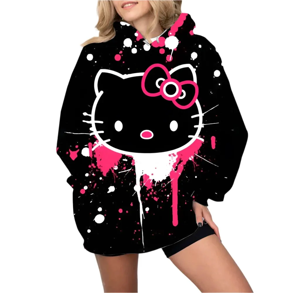 Y2K Hello Kitty Hoodie Sweatshirt & Sweatpants for Women - Harajuku Hip Hop Punk Streetwear Outfit