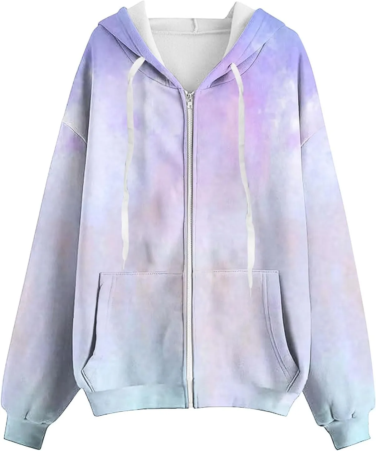 Zip Up Hoodies for Women Long Sleeve Trendy Gradient Sweatshirt Casual Oversized Hoodie Comfy Pullover with Pockets